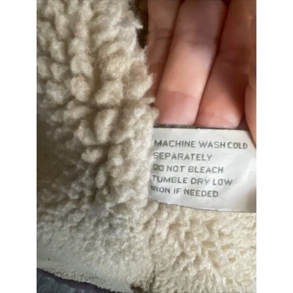 Vtg Structure Men's Chore Jacket Sz M Leather Collar Sherpa Lined Work Barn Farm - Picture 12 of 16